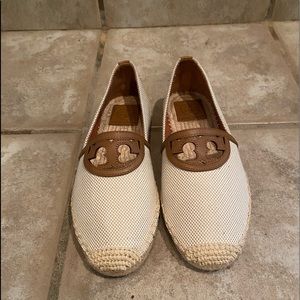 Brand new Tory Burch canvas & leather espadrilles